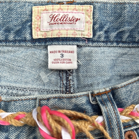 Rare Hollister Y2K Jean Skirt w Beach Barbie PINK Raffia Belt ⭐️⭐️⭐️⭐️⭐️ - Picture 8 of 11